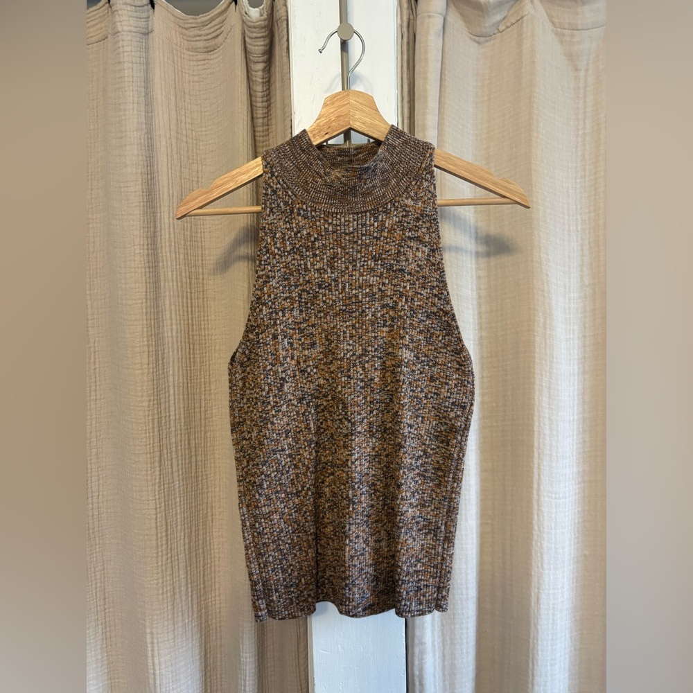 Madewell Marled Pecan Mockneck Sweater Tank- Medium